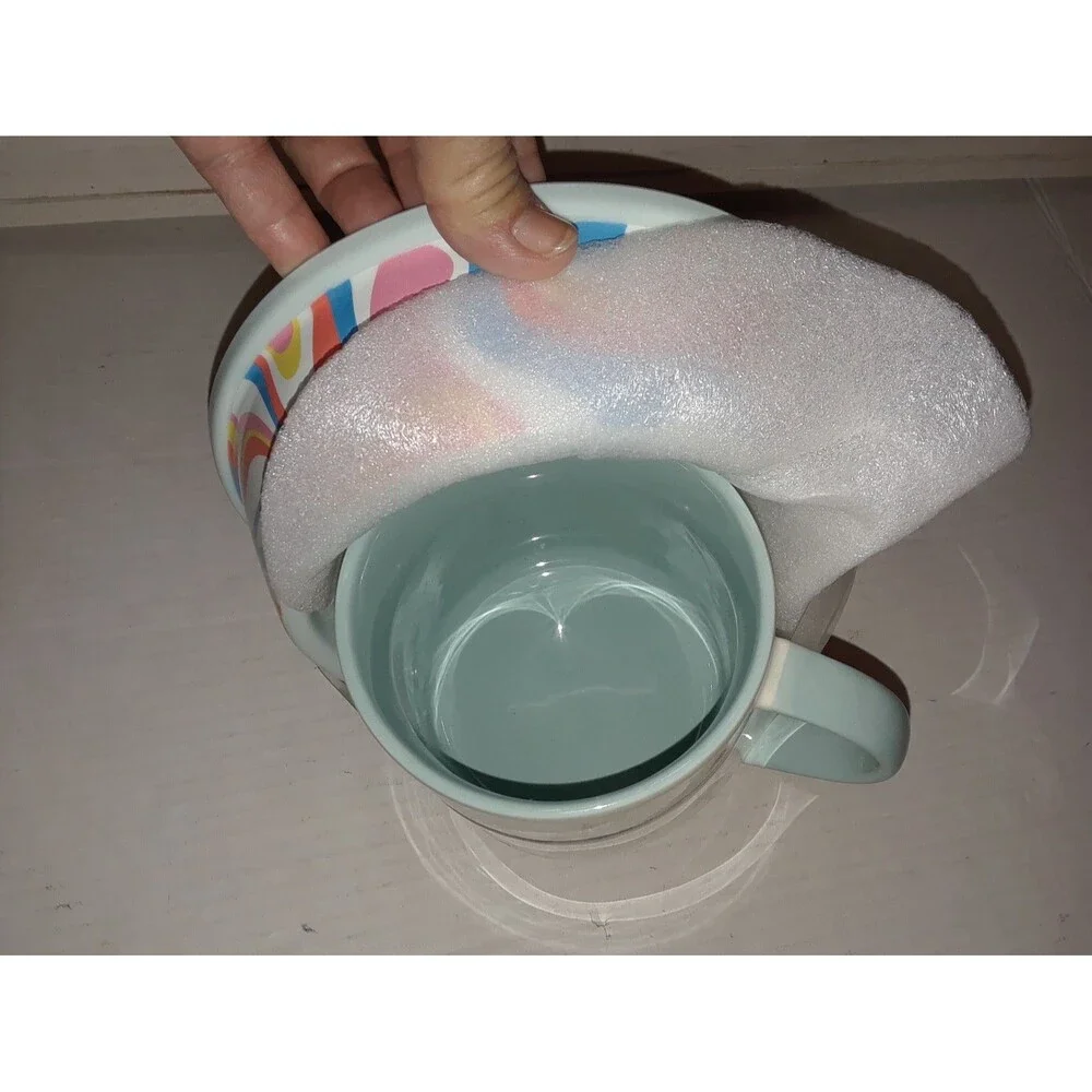 DOG Food Bowl With HUMAN Mug Adorable Set Hippy Psychedelic Design